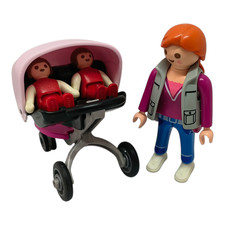 sympa maman  avec poussette jumeaux   Playmobil (  bébé , maison    ) 2271