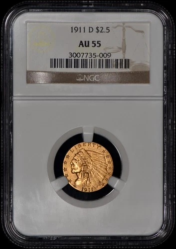 1911-D (Strong D) Indian Head Quarter Eagle $2.50 Gold NGC AU55