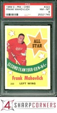 1969 O-PEE-CHEE #222 FRANK MAHOVLICH RED WINGS HOF PSA 8 SET BREAK