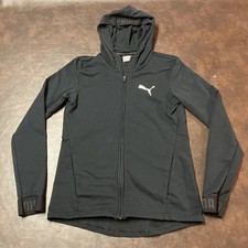 PUMA Women  s L Black Performance Cotton Blend Full Zip Hoodie Jacket Running VGC