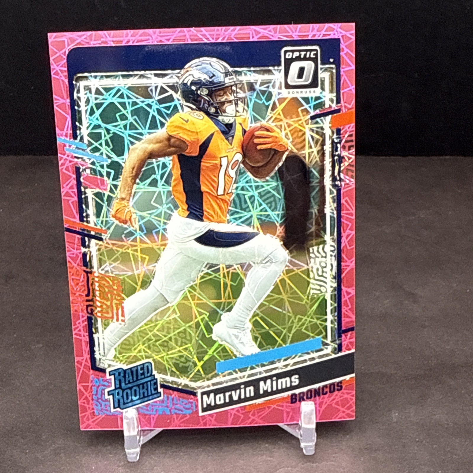 2023 Donruss Optic Marvin Mims #231 Rated Rookie Pink Velocity 08/79 Denver JO1