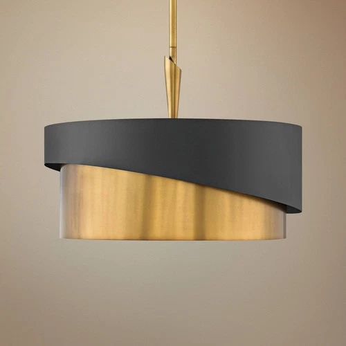 Hinkley Gigi 21" Wide Heritage Brass and Satin Black Finish Pendant - Picture 1 of 3