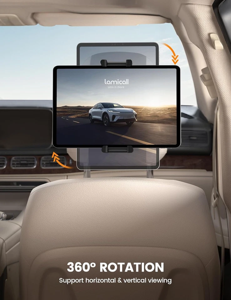 Soporte para tableta Lamicall para reposacabezas de coche - [Funda gruesa amigable] [Rotación 360°]  Foto 2 de 4