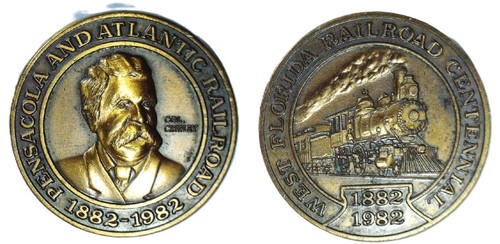VINTAGE 1982 PENSACOLA & ATLANTIC RAILROAD WEST FL CENTENNIAL MEDAL - EC 9711