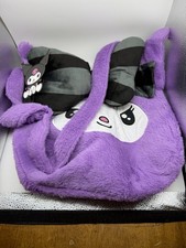 Sanrio Kuromi Purple Plush Tote Bag with Black Gray Striped Bow New with Tags