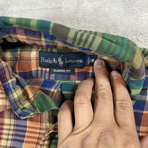 VTG 90s Polo Ralph Lauren Plaid Multicolor Classic Fit Flannel Button Up Size M - Picture 5 of 9
