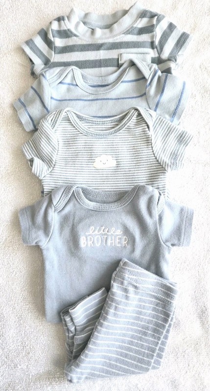 Carter's Baby Infant Boy 5pc Newborn NB Bodysuits Onepiece Bottoms Pre-Owned 