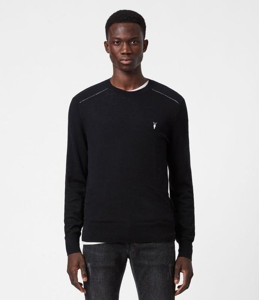 Men AllSaints Sweater Black Cotton 38 / M / 46 #4WFL