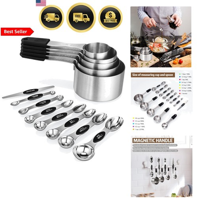 #ad Magnetic Measuring Cups and Spoons Set Stainless Steel Kitchen Gadgets $46.66