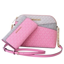Bolso Bandolera Michael Kors Jet Set Travel Dome Logo MK + Conjunto Cartera Clavel