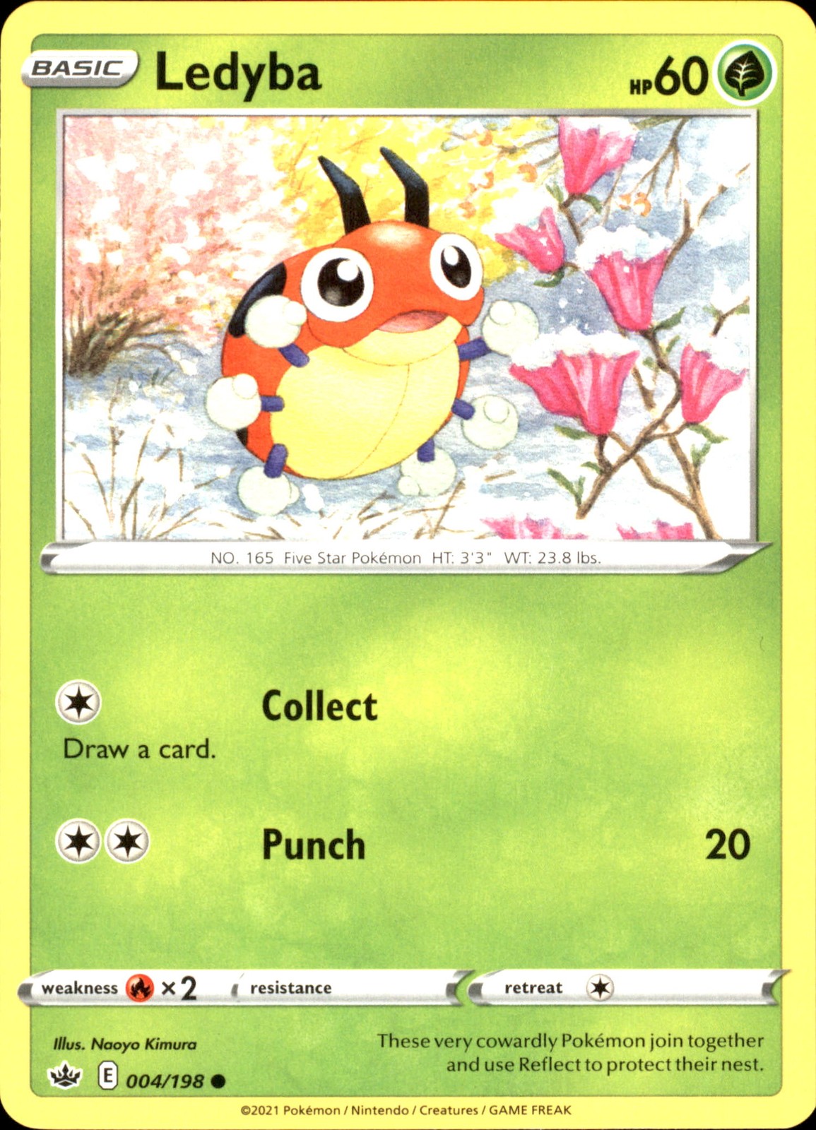 Ledyba 004/198 Common - Pokemon SWSH06: Chilling Reign NM