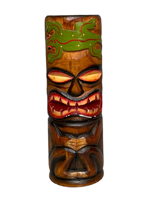 Hand Carved Wooden Tiki Totem Pole Tropical Island Tiki Bar Gecko Hawaiian Decor