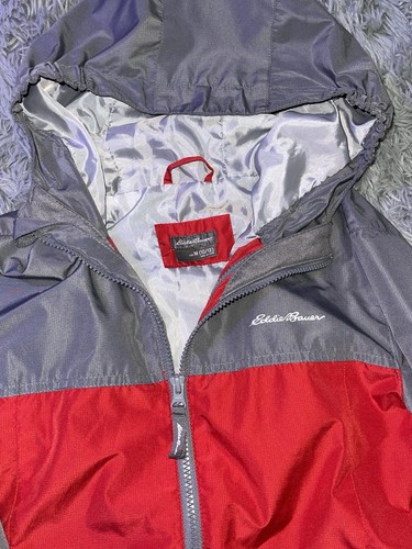 Eddie Bauer ~Big Kids~Boys~ Nylon Red & Gray Hooded Windbreaker Sz M ~10/12 - Picture 3 of 4