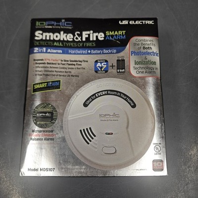 USI Electric Smoke & Fire Smart Alarm Hardwire & Battery Back-Up IOPHIC MDS107