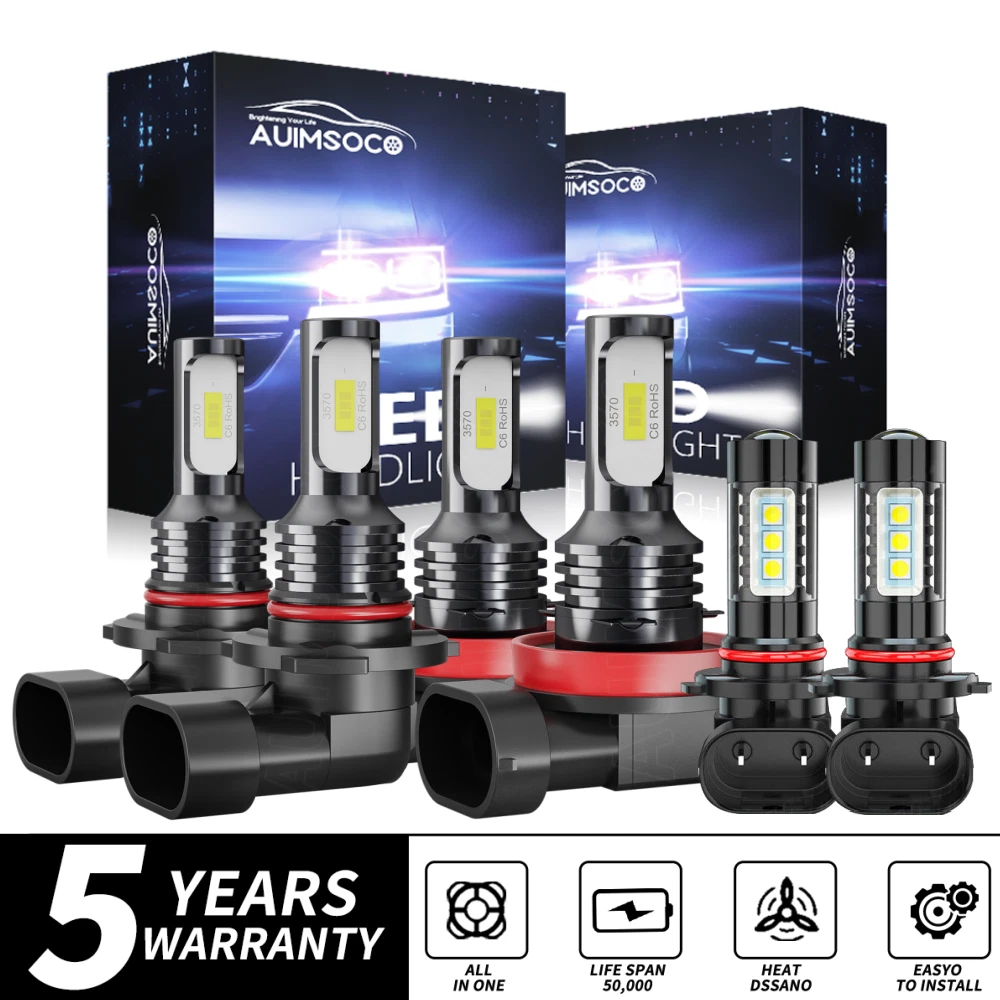 6000K For Ford F 150 2015-2021 6X LED Headlight Hi/Lo +Fog Light Bulbs Combo Kit