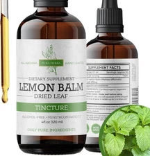 Lemon Balm Tincture – Alcohol-Free | Melissa Officinalis 4 Fl Oz (Pack of 1) 
