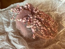 1950  s Pink Floral Mesh Fascinator Headpiece with Beaded Accents for Women