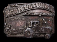 MI23131 VINTAGE 1984  AGRICULTURE BACKBONE OF AMERICA  BELT BUCKLE