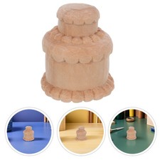 DIY Wooden Cake Model Figurine, Unfinished Wood Craft Blank Paintable Tired