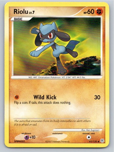 2007 POKEMON RIOLU DIAMOND & PEARL 61/130 UC NM A63603 FREE S&H