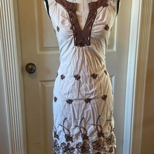 Unbranded Women's Brown and Cream Dress