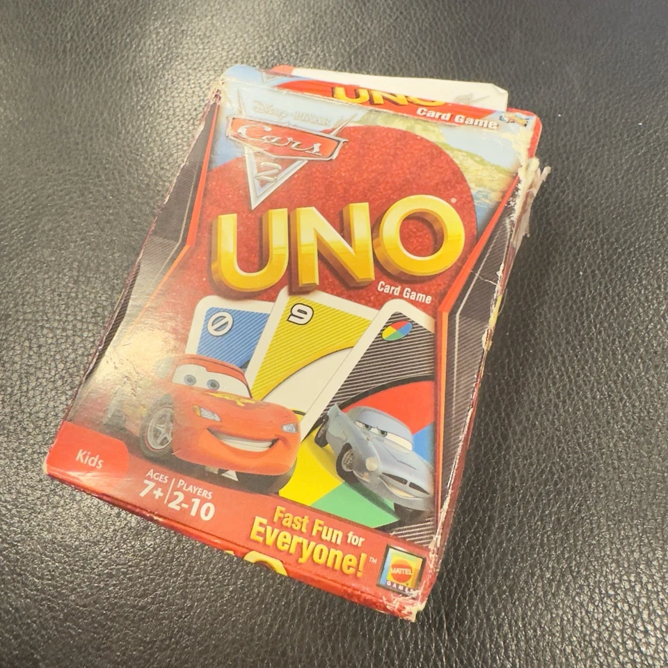 CARS 2 Disney Pixar UNO Card Game Mattel RARE SET * missing 1 card Green 5 AS IS - Image 2 of 3