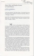 Contadino messa, élite e opliti nella storia greca. [Da: Arion, 5.3, Ser 1202942