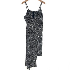 NWT Nasty Gal Plus Black Spot Strappy Frill Asymmetric Dress Size 14