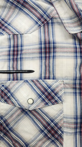 Camisa de trabajo CE Schmidt azul a cuadros perla a presión sin mangas con botones para hombre talla 3x - Imagen 7 de 8