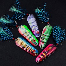 5Pcs Metal Spoon Fishing Lures Spinnerbait Swimbait Saltwater Jigs Hooks Bass