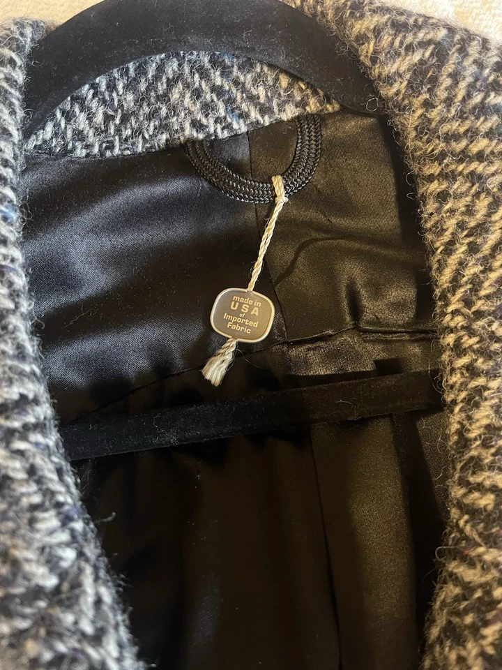 VTG Christian Dior Herringbone Virgin Wool Full Length Double Breasted Coat 46 - Image 4 of 4