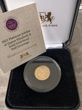 Half Sovereign 2022 Queen Elizabeth II Plat Jubilee 22ct Gold Proof coin CGT Ex