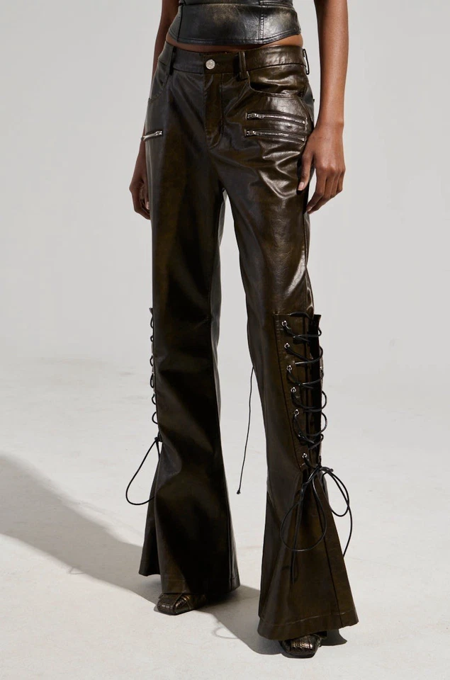 AKIRA PAIGE FAUX LEATHER FLARE TROUSER