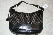 Via Spiga Spoletto Black Soft Leather Studded Hobo Shoulder Bag Purse-$300-nwt