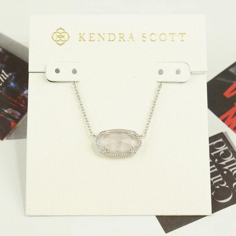 NWT Kendra Scott Elisa Necklace Rose Quartz Silver Tone eBay