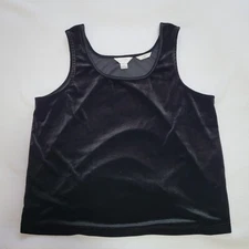 CJ BANKS Black Velour Velvet Tank Top Size 1X Sleeveless Square Neck Stretchy