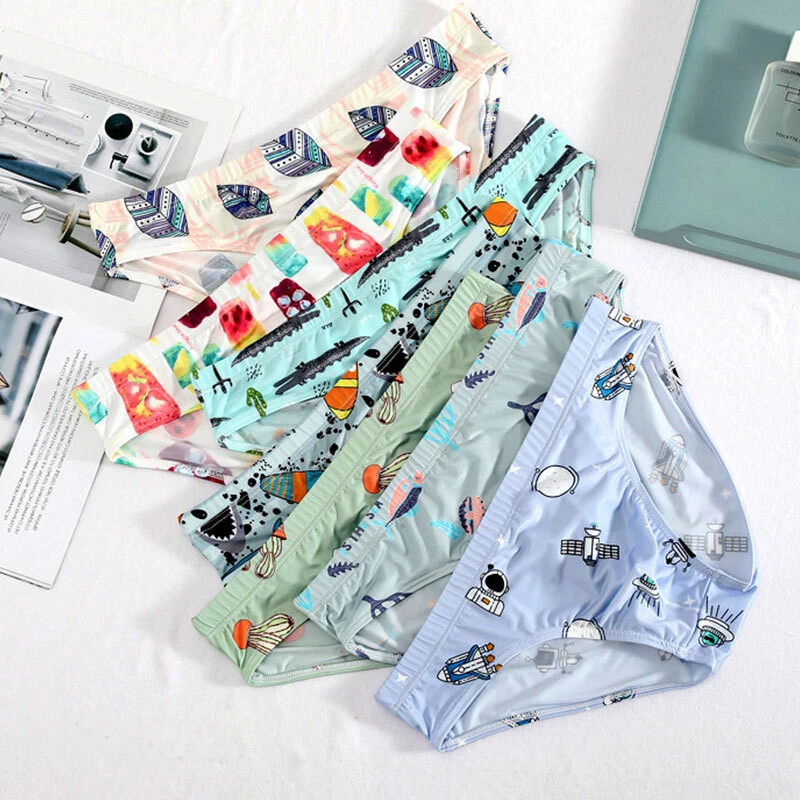 Hombres Calzoncillos Delgados de Seda Hielo Estampados de Dibujos Animados Bolsa Ropa Interior de tiro bajo Bragas Nuevos Foto 2 de 4