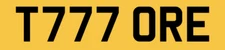 TORY TORI CHERISHED NUMBER PLATE REGISTRATION T777 ORE CAR REG TOREY TORRY TORE