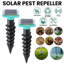 Solar Animal Ultrasonic Repellent Mice Gopher Mole Pest Snake Repeller Buzzing