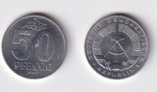 50 fenigów aluminiowa moneta NRD 1987 połysk stemplowy (167304)