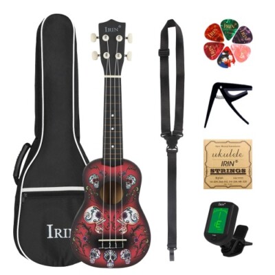  21 Inch Ukulele 4 Strings Hawaiian Guitar Skull Guitarra With Bag Strings