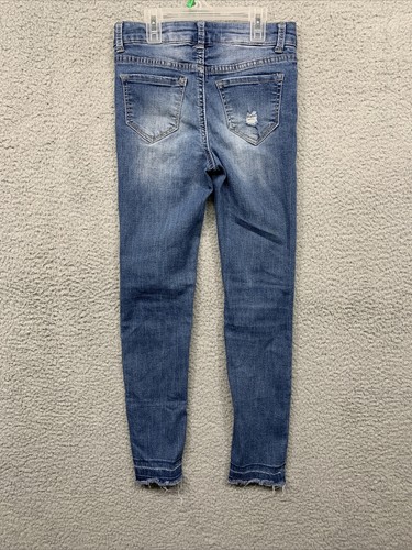 SO Jeggings Girls Sz 8 Distressed 3 Button Closure Skinny Jeans Stretch 5 Pocket - Picture 4 of 12