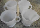 Lot of 4 Vintage White Milk Glass D-Handle Coffee Cups Mugs VGC!