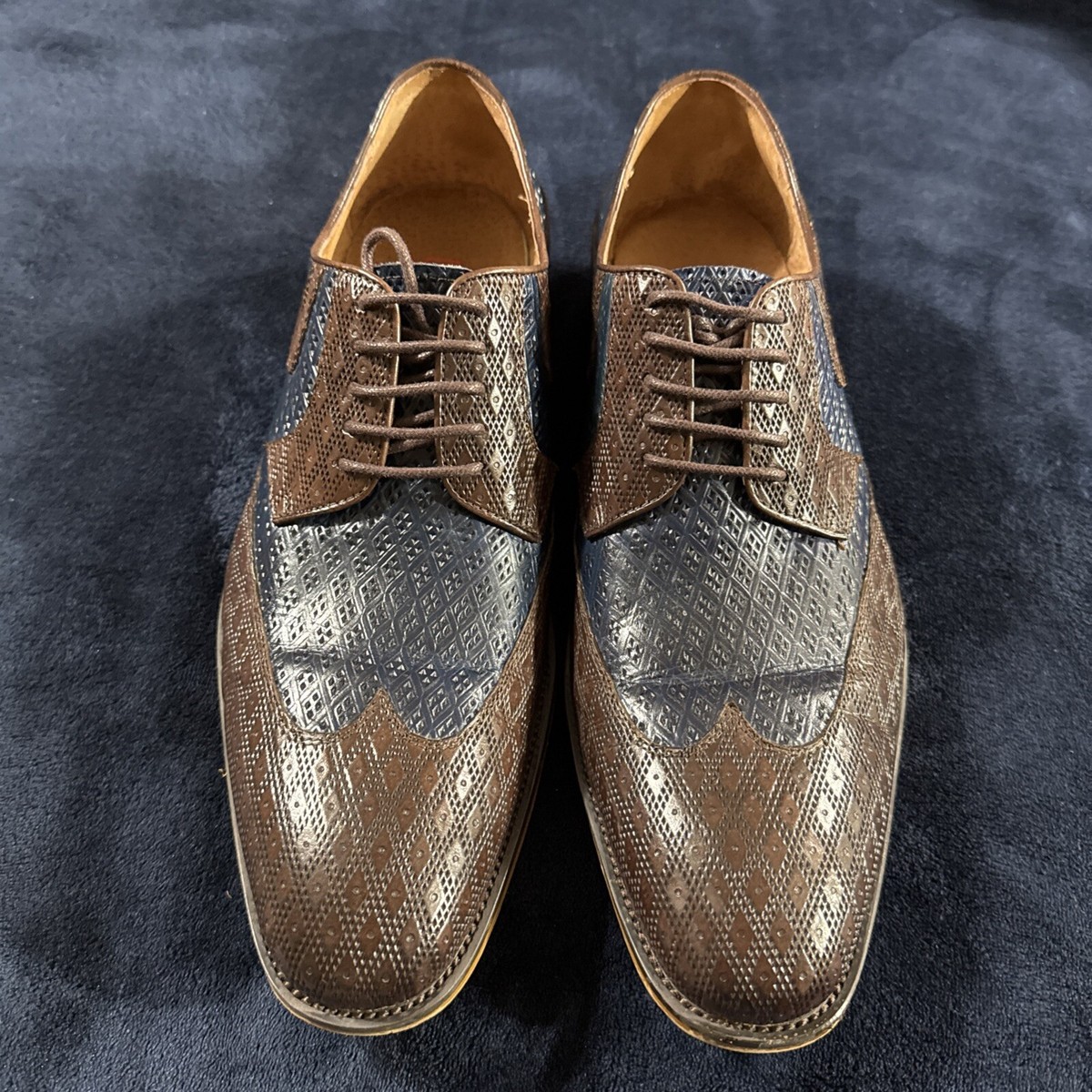 Steven Land 2x Tone Brown Leather Wingtip Dress Shoes SL0020 