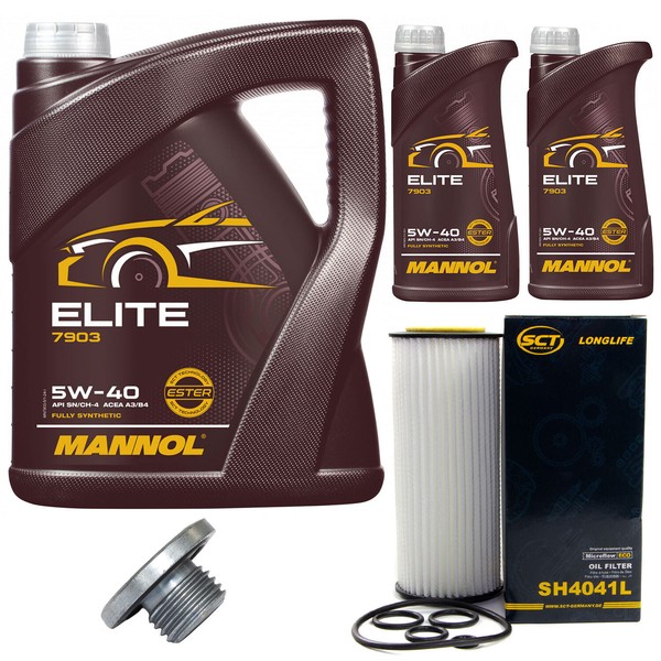 MotoröL Set Mannol Elite 5W40 7 Liter + ÖLfilter + Schraube FüR BMW 3Er 330D E46-image