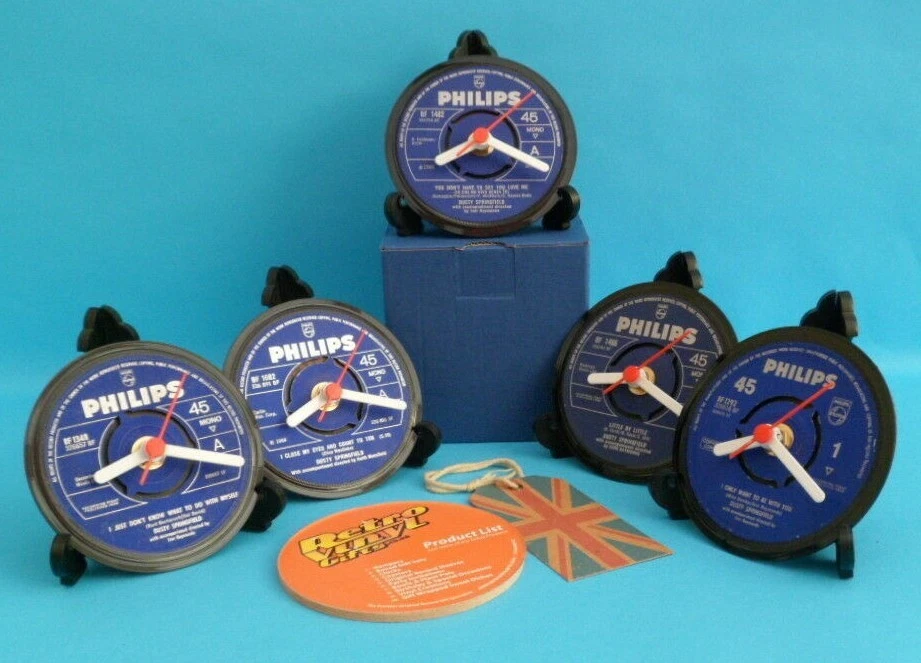 DUSTY SPRINGFIELD CLOCK Side Table Desk Top Upcycled Vinyl Record Hit Single 4" - Image 2 of 4