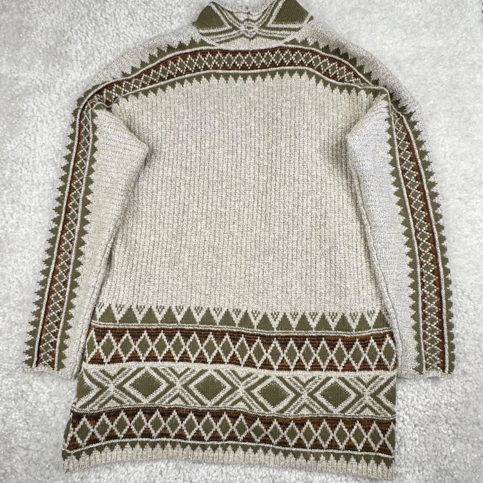 Cárdigan suéter tribal Lucky Brand Southwestern beige verde para mujer grande Foto 2 de 4