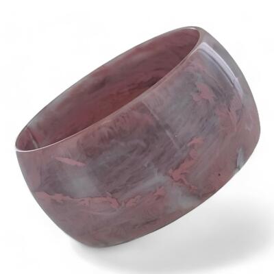 Made in Italy Wide Pink Marbled Round Bangle Bracelet Ladies Standard Size