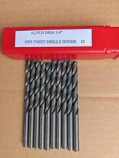 10 X ALPEN 1/4" X 100MM HSS DRILL BITS MADE IN AUSTRIA 