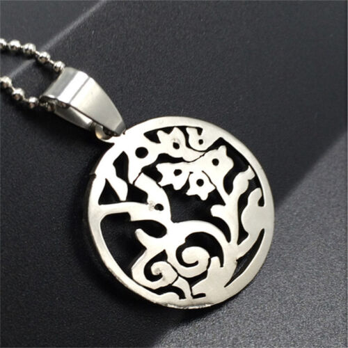 Fashion flower Silver Stainless Steel Pendant Necklace Men Women's Jewelry Gift  - Picture 1 of 3